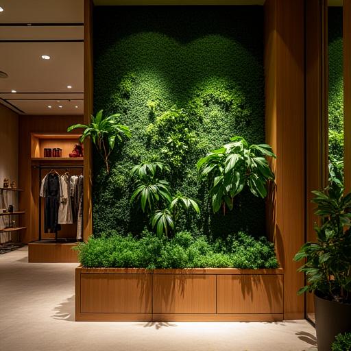 Installazione botanica all'interno di una boutique di lusso.